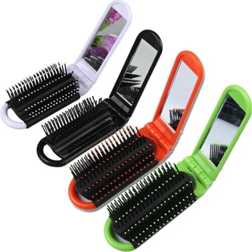 1Pcs Fashion Anti-static Hair Comb With Mirror Travel Portable Folding Hair Brush Comb Pocket Size Professional Travel Hair Comb