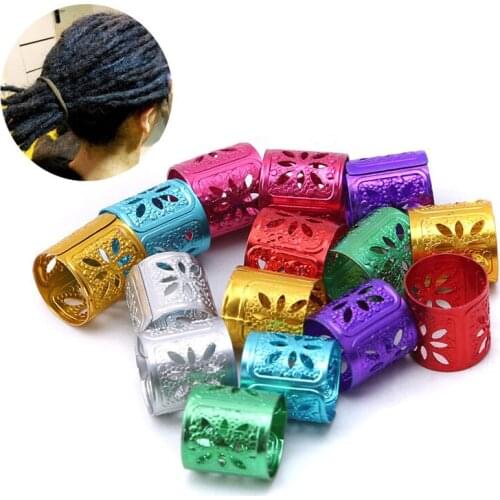 15pcs/pack Dreadlock Beads Metal Hair Clips Accessories For Dreadlocks Colorful Adjustable Hair Bead Golden Silver Hair Rings