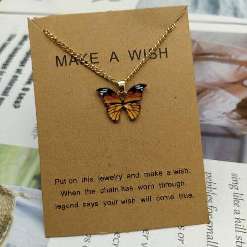 2@#Fashion Cute Butterfly Pendant Necklace for Women Girl Golden Color Statement Necklace Jewelry Gifts Car Interior Parts