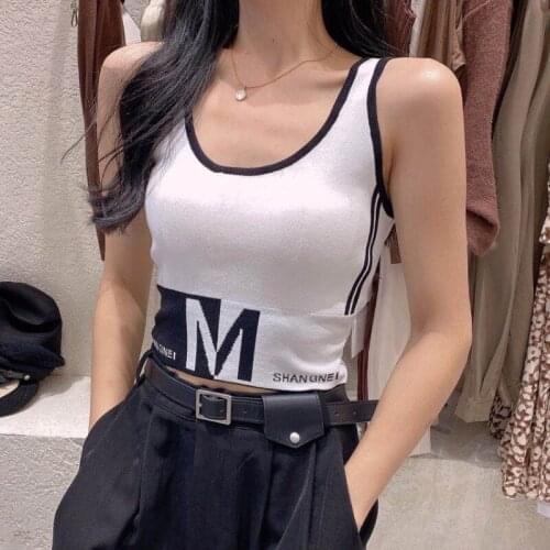 21 New Summer Short Panelled Tank Tops Women Sexy Girls Camisole U-neck Sleeveless T Shirt Short Female Basic Camis Streetwear