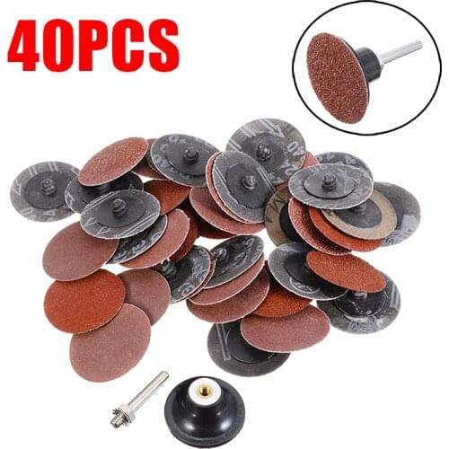 40Pcs 50mm 2 Inch Sander Sander Pad Sanding Abrasive Discs 40/80/120/240 Grit Paper + Mandrel with 1/4" Shank For Polishing
