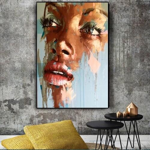 Abstract African Woman Face Canvas Painting Posters and Prints Wall Graffiti Art Picture for Living Room Home Decoration Cuadros