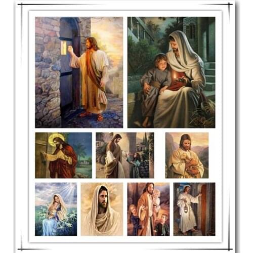 Needlework Diamond Embroidery Jesus came knocking Door Square 5d diy Diamond Painting Christian Series Full Drill Mosaic Picture