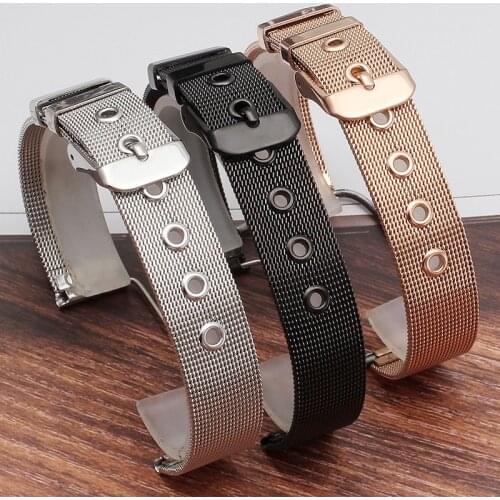 Black Silver Gold Rose Gold Metal Ultra-thin Stainless Steel milan Mesh Strap Bracelets Sport Smart Watch Band 14 16 18 20 22MM