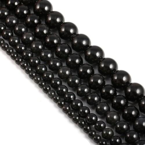 Natural Stone Beads Round Shape Obsidia stone Exquisite Loose Spacer Beaded For Jewelry Making DIY Bracelet Necklace Accessories