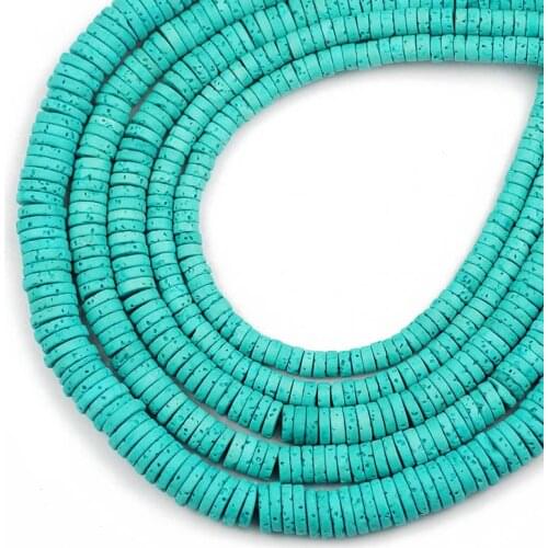 4 6 8 10mm Malachite Green Volcanic Lava Natural Stone Flat Round Loose Spacer Beads For Jewelry Making DIY Bracelet Accessories