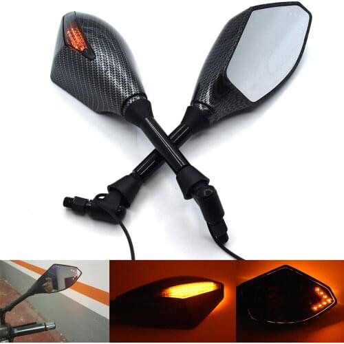 For Yamaha FZ1 FAZER FZ6R FZ8 XJ6 FZ6 MT-07 09 FZ-09 Motorcycle Rearview Mirrors Black With LED Turn Signal Integrated Mirrors