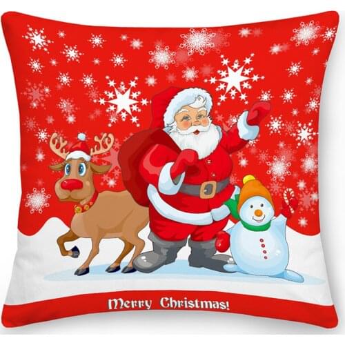 Double Sides Print Pillow Case Polyester Square Cushion Cover Throw Pillow Santa Claus Elk Pillows Christmas Decoration