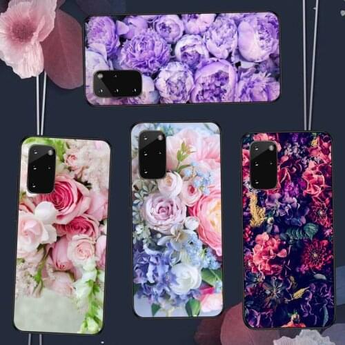 Elegant Pink Purple Peony Flower Phone Case For Samsung A50 A51 A71 A20E A20S S10 S20 S21 S30 Plus ultra 5G M11