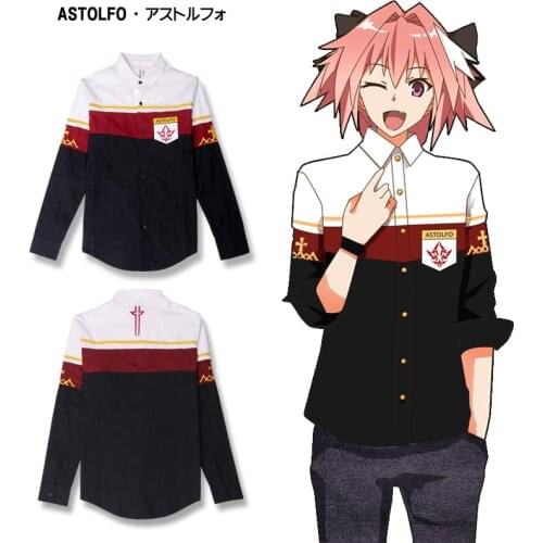 FGO Fate/Apocrypha Astolfo Rider Patchwork Slim Fit Male Shirts Long Sleeve Spring Autumn Casual England Shirts Student Tops
