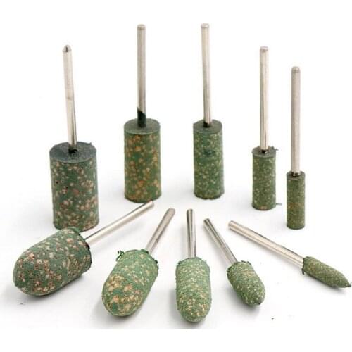 10pcs 2.35mm 3mm Shank Sesame Sponge Rubber Mounted Point Grinding Head for Metalworking Finish Polish Mini Grinder Rotary Tools