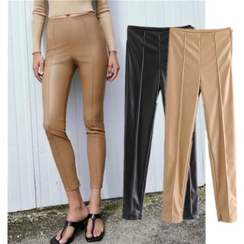 Женские кожаные брюки JennyandDave China At AliExpress