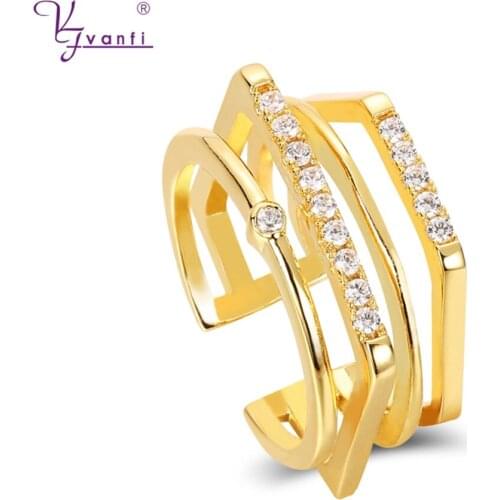 Kfvanfi New Trendy Gold White Color Jewelry Cuff Rings For Women Party Daily Design