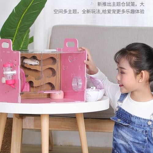 Hamster Cage Acrylic Cage Double Layer Transparent Villa Pet Supplies Toys Guinea Pig Accessories Hedgehog Small Animal Cage