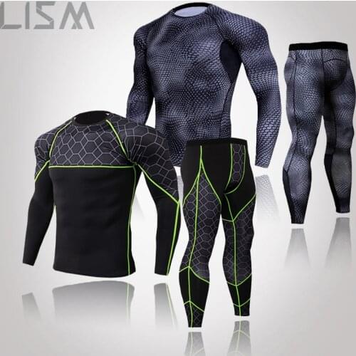 Mens Winter Warm Long Underwear Running Sports Jogging Exercise Fitness Sports Quick-Drying Sweat-Absorbent Tight-Fitting Suit
