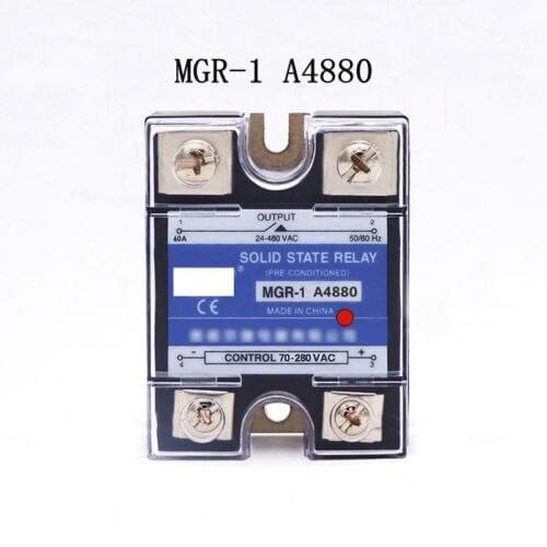 A4880 SSR 80A 70-280VAC Input to 24-480VAC Output Single Phase Solid State Relay + Clear Cover AC to AC