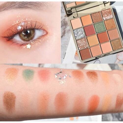 16 Color Sequins Matte Eyeshadow Pallete Long Lasting Glitter Nude Pigment Eyeshadow Makeup Palette Cosmetics
