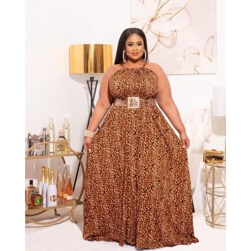 Print Maxi Dress Plus Size Women Clothing Wholesale Summer Sexy Leopard Loose Elegant Party Dresses Streetwear Dropshipping