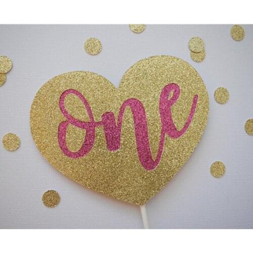 Personalised Heart Cake Topper, 1st Birthday Cake Topper,Gold Glitter ONE Cake Topper, ONE Glitter Cake Topper,baby shower Cake