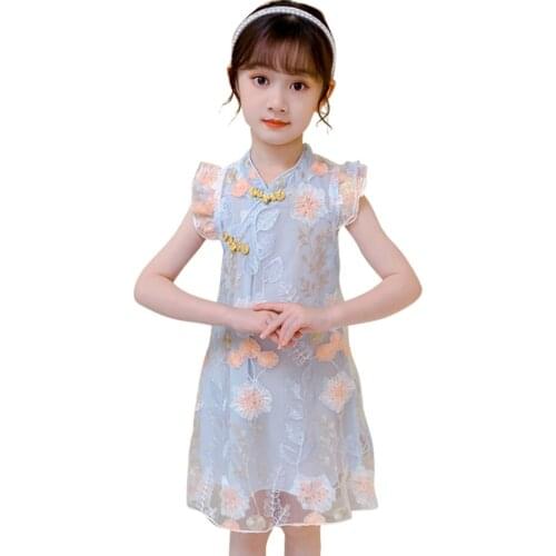 Dress For Girls Embroidery Dresses For Girl Chinese Style Party Dress For Children Summer Girl Costume 6 8 10 12 14