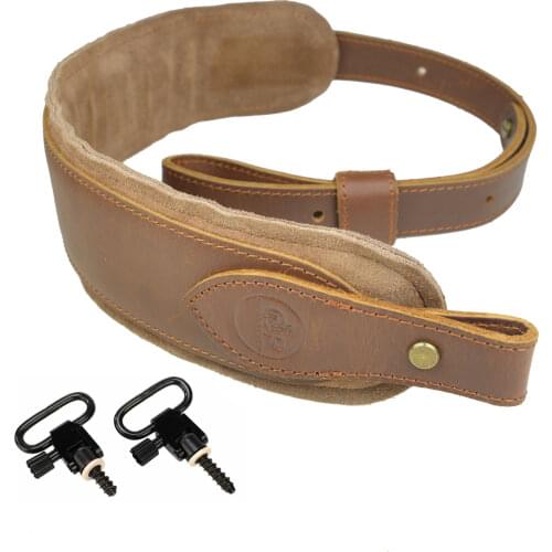 Hunting Rifle Gun Sling Shoulder Padded Handmade Cowhide Leather Shotgun Strap Adjustable 83-105CM Gun Accessories