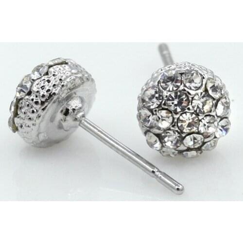 Full Shiny Small Crystal Round Golden Silver Plated piercing Stud Earrings for Women Trendy Jewelry
