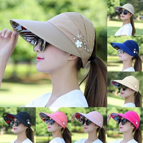 2020 Sun Hats for Women Summer Hat Canvas Beach Hat UV Protection Cap Visors Adjustable Velcro Fishing Panama Chapeu gorra MZ008