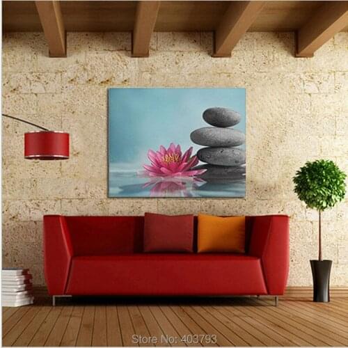 Modern HD Print Stone Lotus Zen Water Canvas Wall Art Print Painting On The Wall For Home Decoration