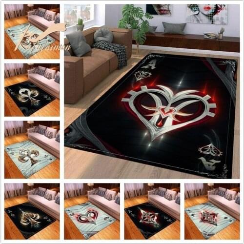 Vintage Poker Pattern Guitar Area Rugs for Living Room Shag Clearance Large Carpet for Kids Playroom Washable