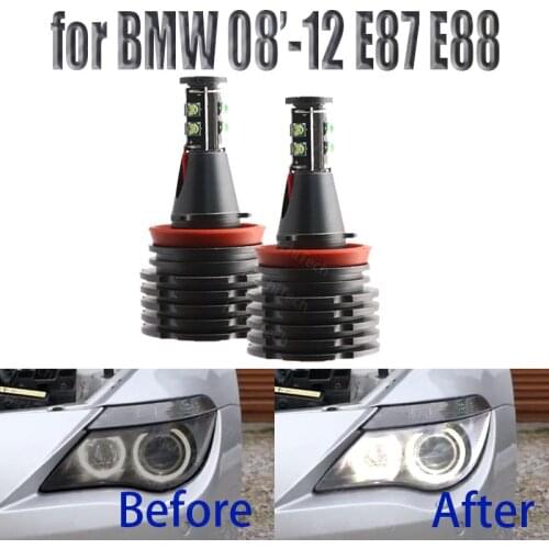 Super Bright H8 Led Angel Eyes Headlight 160w White Halo Ring Light Bulbs for BMW 2008-2012 1 Series E87 E88 Coupe