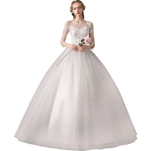 Wedding Dress Lace Up 2020 New Bride Long Sleeve Dream Main Wedding Dresses Plus Size Bridal Lace Up Dresses