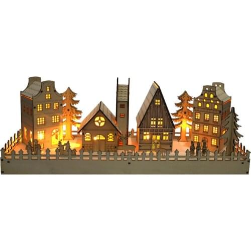 LED Light Wood Christmas Ornaments Christmas Tree Scene House Character Led Light Wood Craft Kits Diy Crafts Christmas Decor