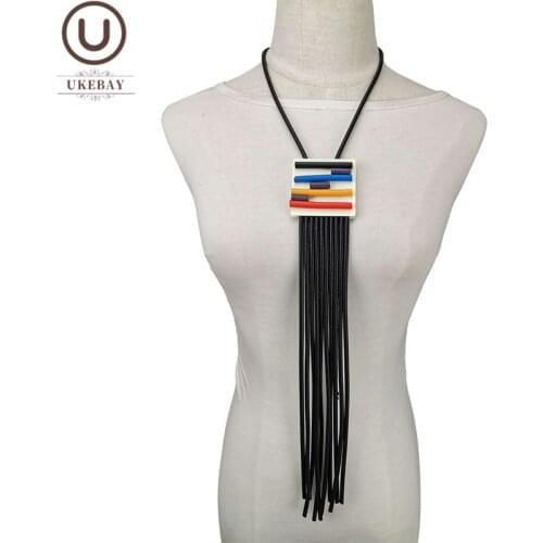 UKEBAY New Tassel Pendant Necklace Women Bohemia Long Statement Necklaces Handmade Luxury Jewelry Rubber Chains Vintage Necklace