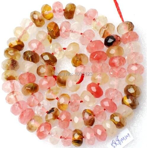 High Quality 5x8mm Faceted Rondelle Shape Watermelon Stone Loose Beads Strand 15" DIY Creative Jewellery Making w2065