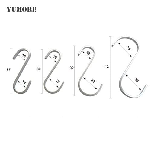 YUMORE 5 PCS Railing Clasp S Hook Key Hanger Clothing Store Organizer Closet Hanging Stainless Steel Kitchen Hooks Bathroom
