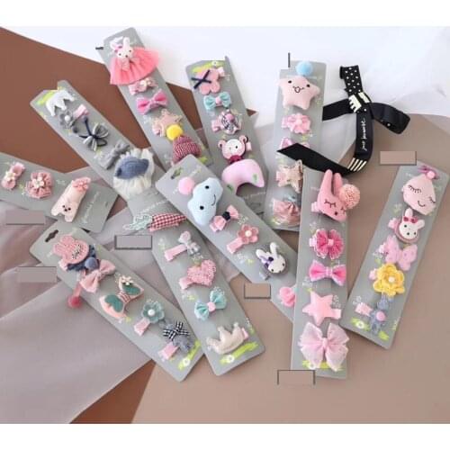 5 Pcs Baby Girls Cartoon Rabbit Hairpin For Women Children Bow Hair Clip Kids Candy Cloud Barrette Hair Accessories