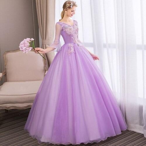 Quinceanera Dress Ball Gowns With Sleeves Lavendar Color Dress Puffy Dresses Prom Gown For Adults Sweet 16 Dress Vestido 15 Anos