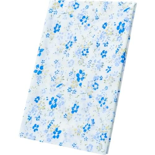 1 piece white cotton fabric 50cmx50cm printed blue floral styles patchwork sewing crafts dolls clothes pre-cut fat quarter