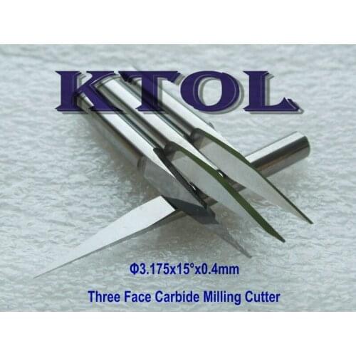 15 Degree Tool-Tip 0.4mm 1/8'' Three Face Carbide End Mill Cutter PCB CNC Router Engraving Bits Set Woodworking Milling Cutters