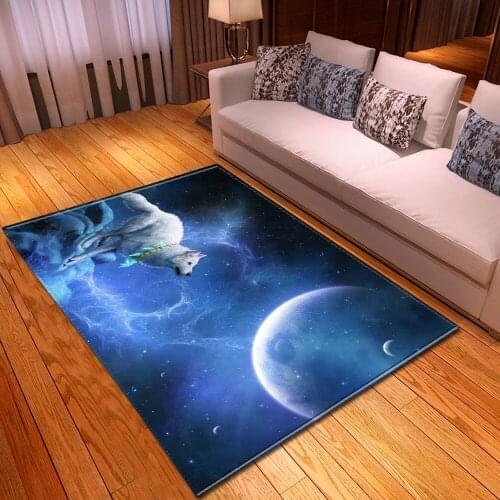 Moon wolf carpet home bedroom living room 3D rug children crawling non-slip carpet dining room modern home Dec parlor floor mats
