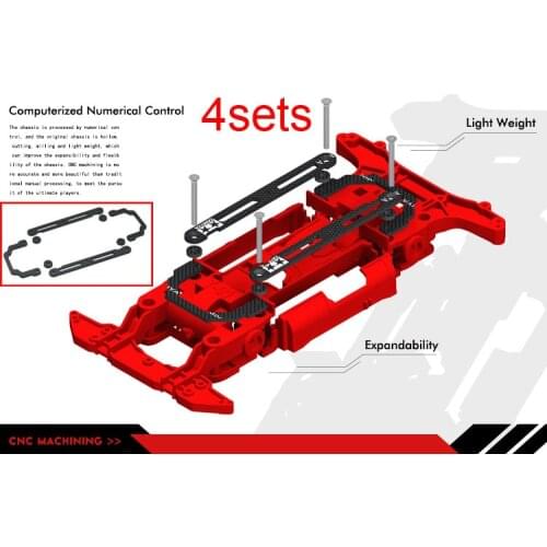 4Sets Carbon Fiber MS Middle Wing Kit Suspension Bracket U Shape Stay Support for RC Tamiya Mini 4WD Car DIY Parts