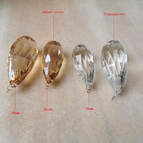 76mm 89mm clear olive-shape Chandelier Crystal parts Hanging Pendants with side hole Shinning Prisms Chandeliers accessories