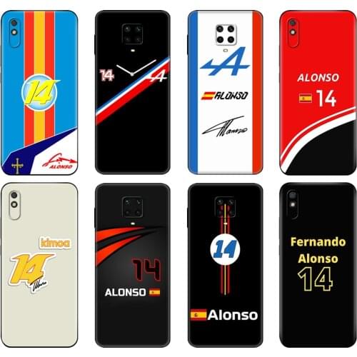 Black tpu Case For Xiaomi Redmi 7A 8A 9 9A 9C Case Redmi Note 8T 8 Pro T Note9 9S Pro Case Fernando Alonso 14 Renault F1 Racing
