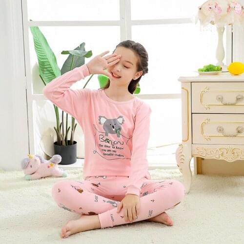 Kids Girls Long Sleeve Cotton Pajamas Set Cartoon Pijamas Boys Nightwear Kids Pyjamas Casual Teens Homewear for Big Girls 8-18y