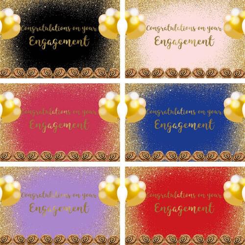 Avezano Congratulations Engagement Backdrop Gold Balloon Wedding Shiny Black Photography Background Photo Studio Photocall Decor