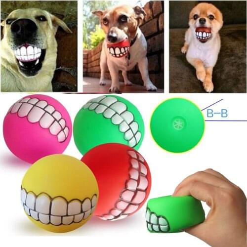 Pets Dog Puppy Cat Ball Toy Teeth PVC Chew Sound Dogs Play Fetching Squeaky Playing Toys Pet Supplies