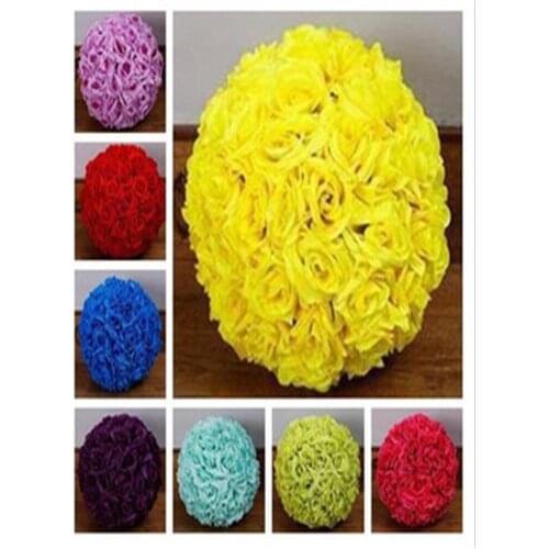 8"/20 CM Wedding Artificial Rose Silk Flower ball Kissing Balls Hanging Ball For Christmas Ornaments Party Decoration 6 Color