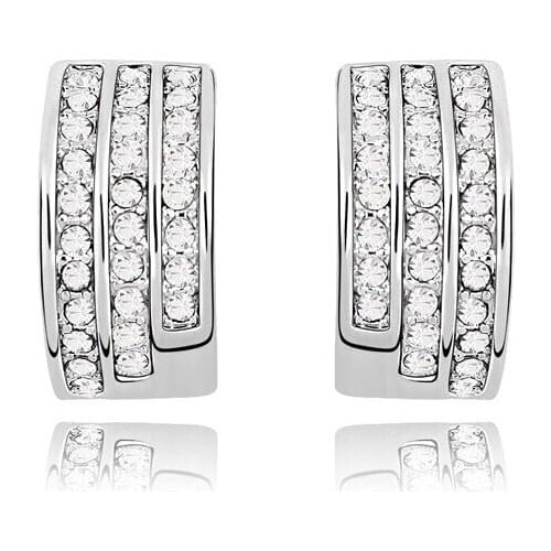 JS E163 New Arrival Rhinestone Stud Earrings Silver Color Women Accessories Nickel Free Fashion Jewelry