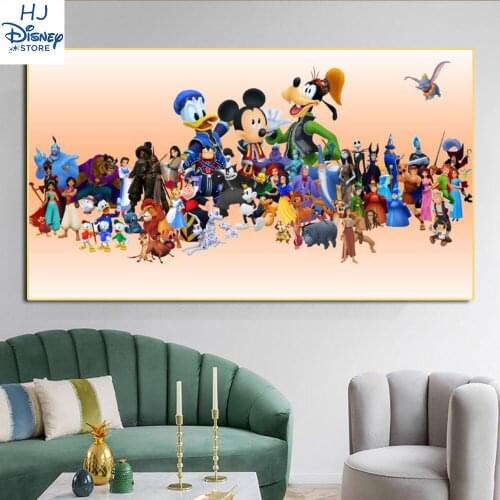 Disney World Mickey Minnie Donald Duck Canvas Paintings Princess Family Poster Print Wall Art Picture for Home Room Decor рука