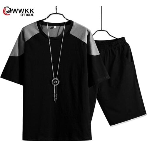 WWKK 2020 new Pocket set 2 Pieces men Sets Male Men Clothing Sportswear Set Fitness Summer Print Men Shorts+T shirt Mens Suit